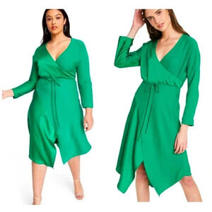 NWOT Cushnie x Target Green Wrap Dress Midi - Long Sleeve Cocktail Casual